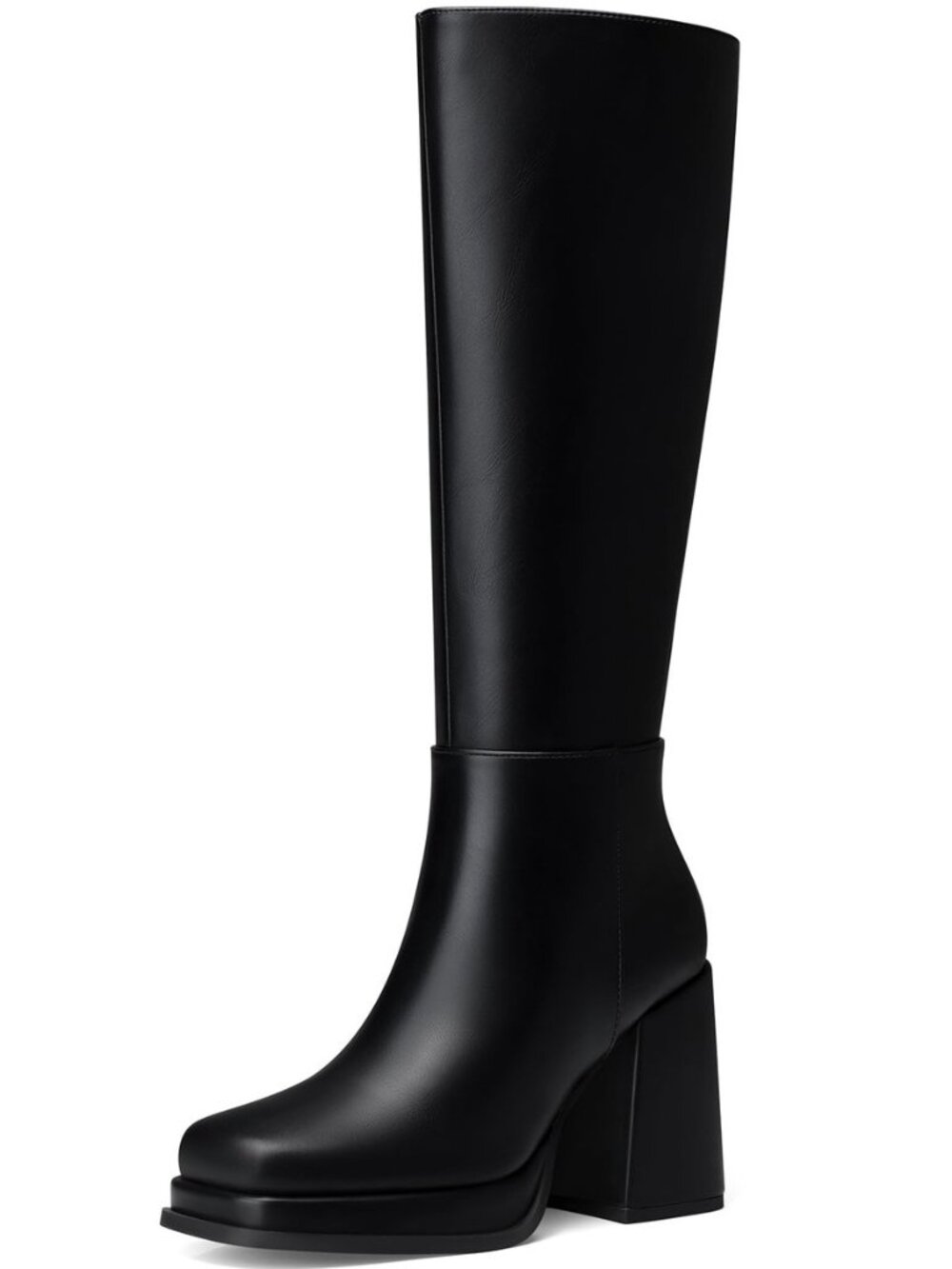 Women Knee High Boots: 3.5 Inch Platform Chunky Heel Boots